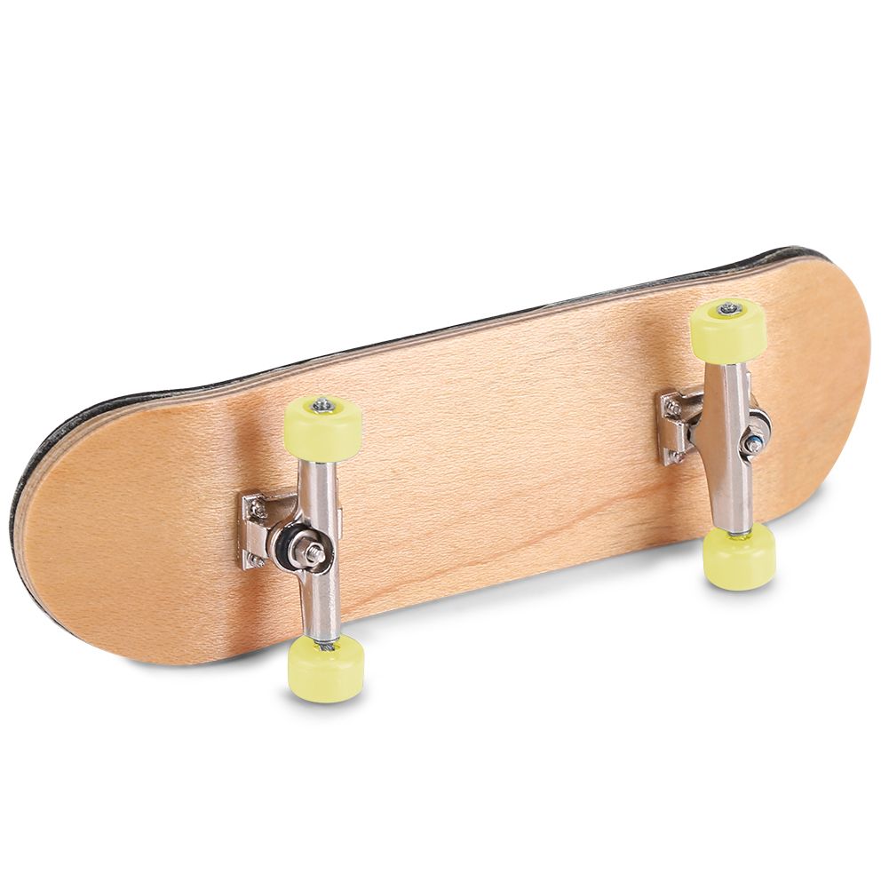1Pc Maple Wooden Alloy Fingerboard Finger Skateboards With Box Reduce Pressure Gifts Yellow