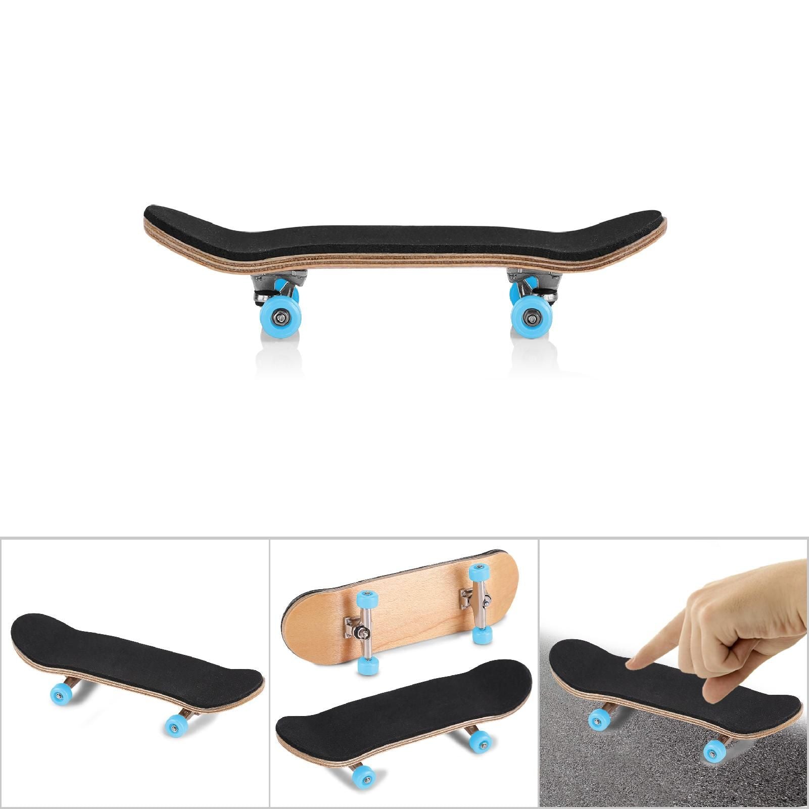 1Pc Maple Wooden Alloy Fingerboard Finger Skateboard With Box Reduce Pressure Gifts Light Blue