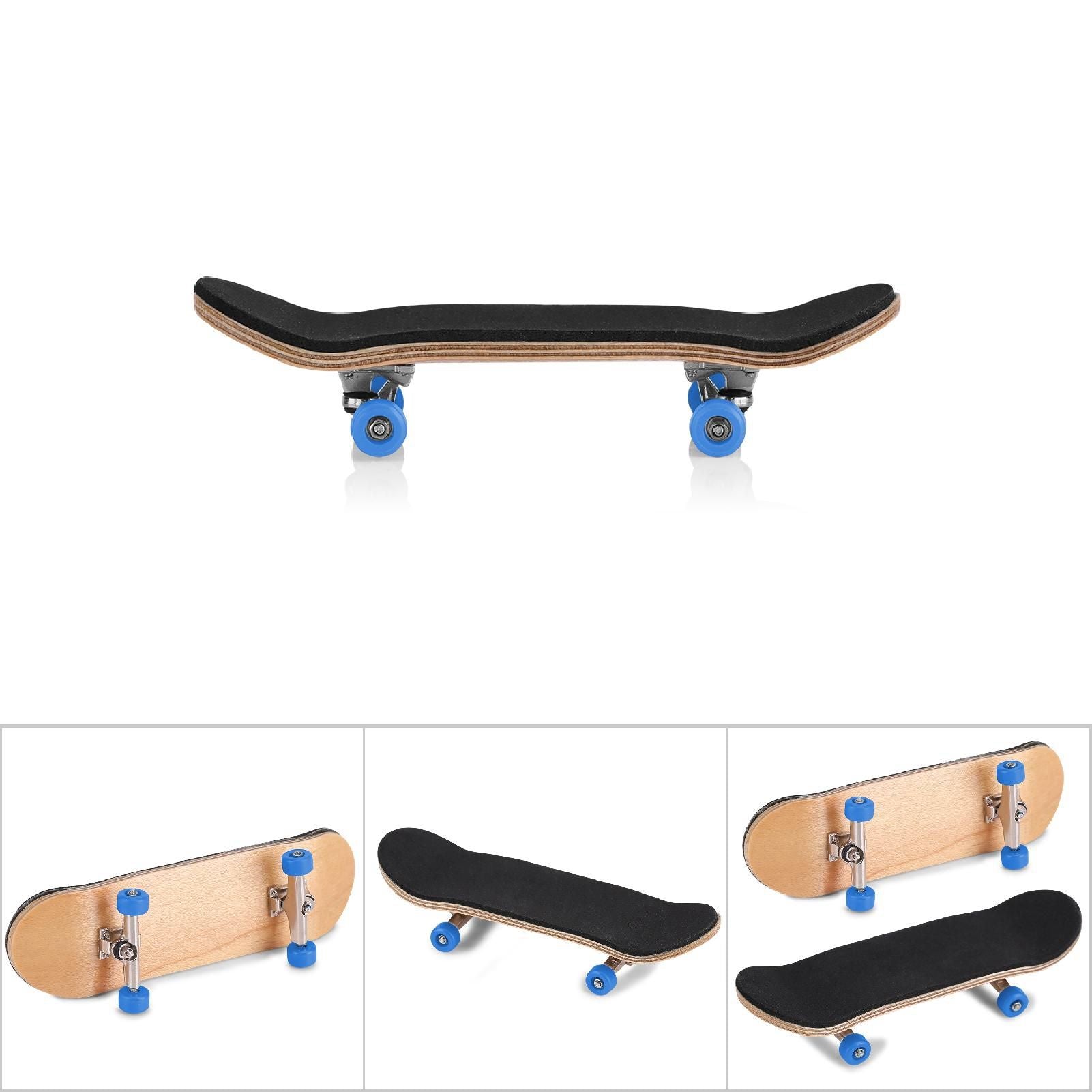1Pc Maple Wooden Alloy Fingerboard Finger Skateboards With Box Reduce Pressure Gifts Dark Blue