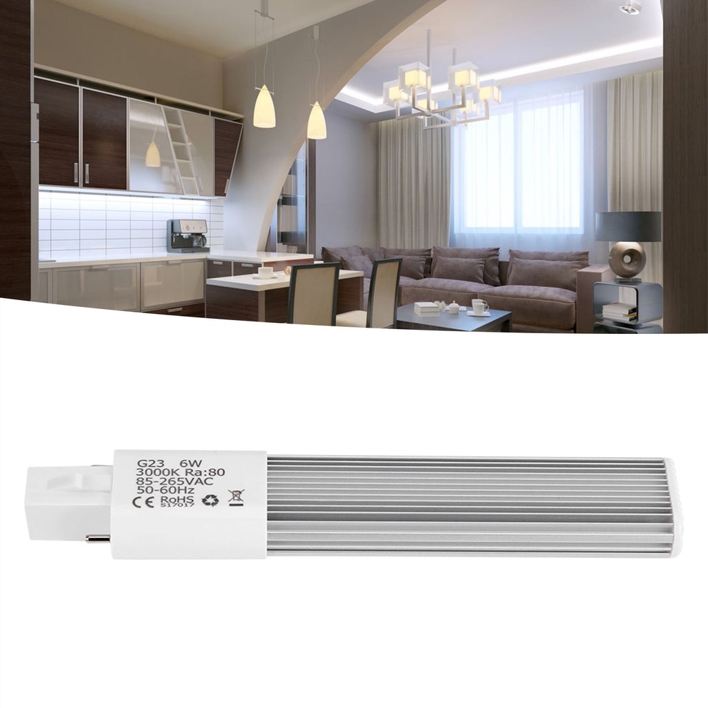 6W 2-Pin LED Compact Lamp Horizontal Recessed Tube Light Bulb Lighting Fixtures G23 Warm White