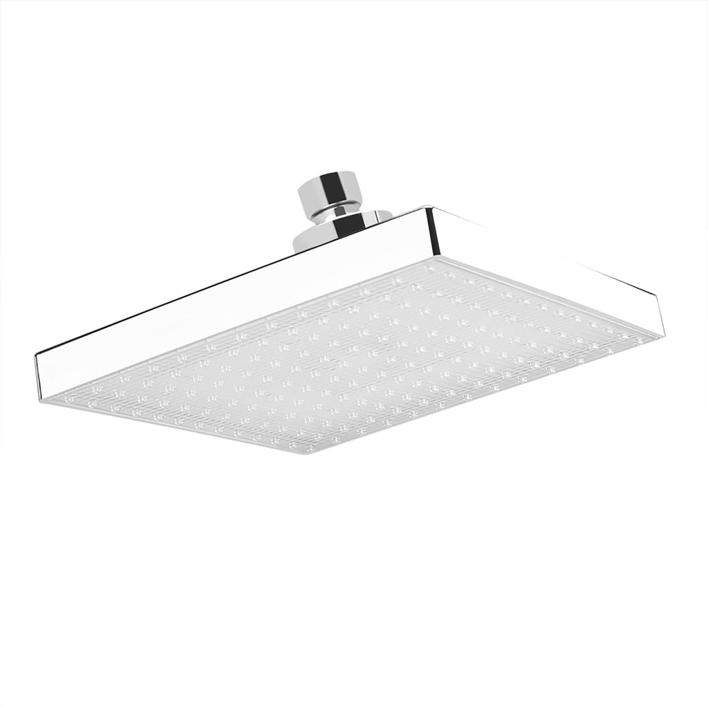 8" Inch Square Chrome Face Rainfall LED Shower Head 7 Colors Changing Romantic Light Home