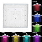 8" Inch Square Chrome Face Rainfall LED Shower Head 7 Colors Changing Romantic Light Home