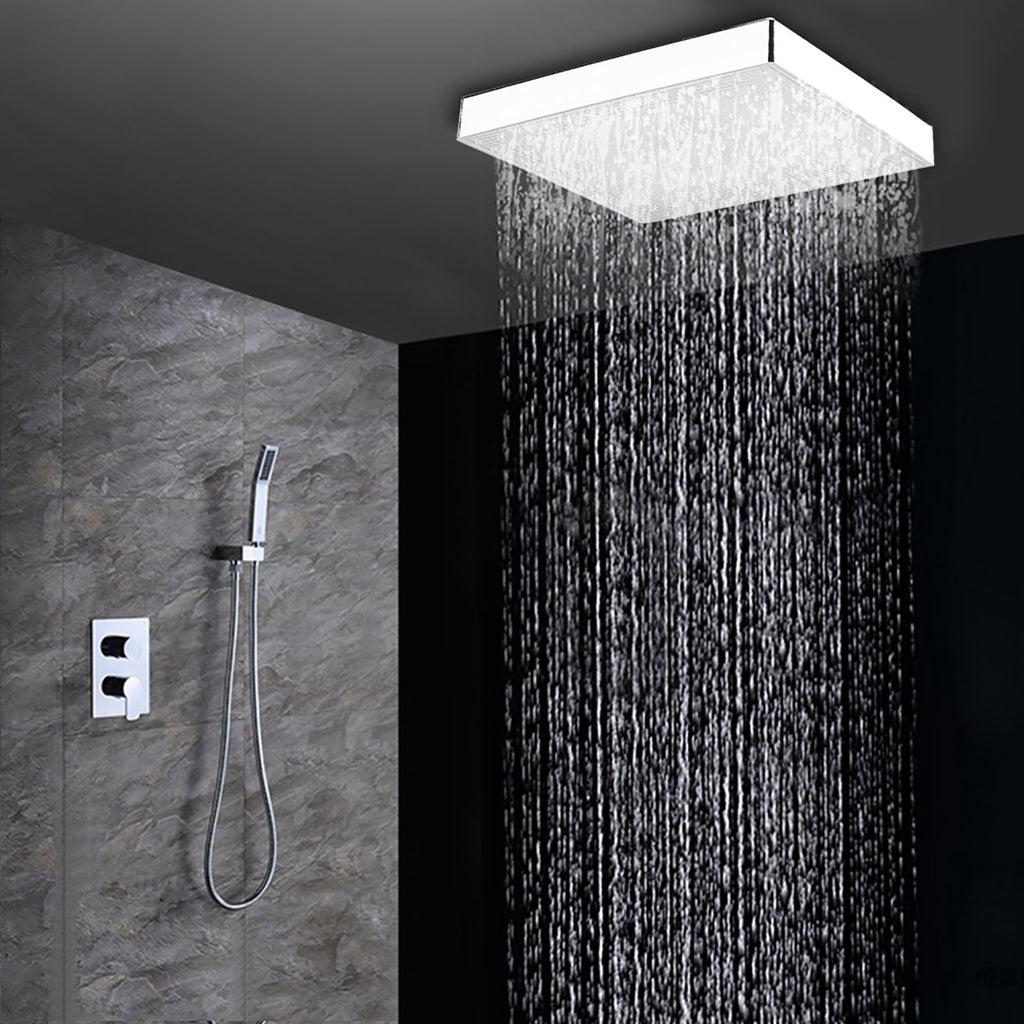8" Inch Square Chrome Face Rainfall LED Shower Head 7 Colors Changing Romantic Light Home
