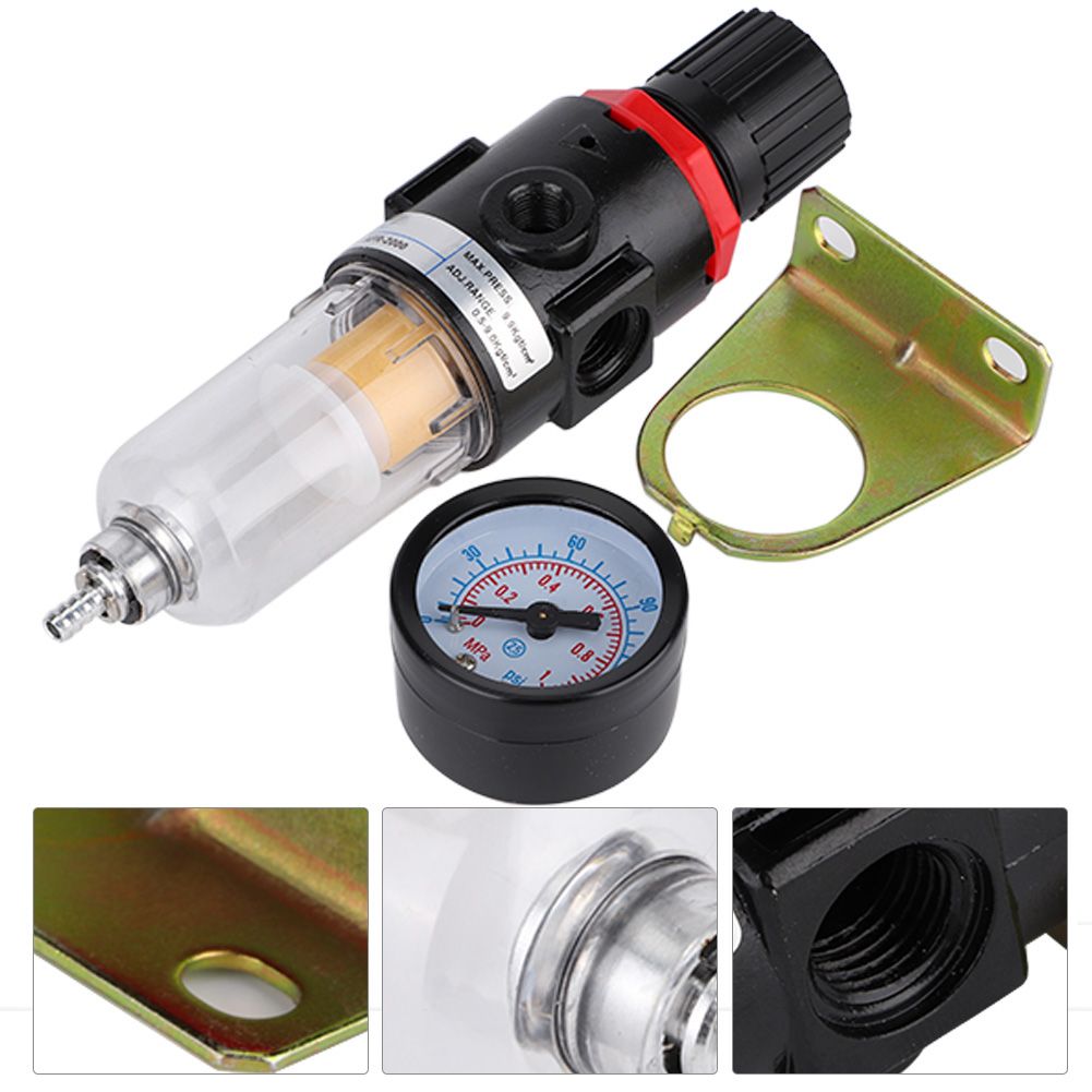 1/4" Air Compressor Filter Regulator Water Pressure Moisture Trap Separator Cleaner Tool
