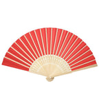 Chinese Folding Bamboo Ribs Fan DIY Blank Paper Fan Wedding Shower Party Decor #Red Color