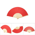 Chinese Folding Bamboo Ribs Fan DIY Blank Paper Fan Wedding Shower Party Decor #Red Color