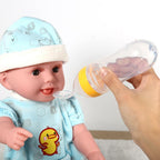 90mL Silicone Baby Toddler Feeding Bottle with Spoon Fresh Food Cereal Squeeze Feeder (Yellow)