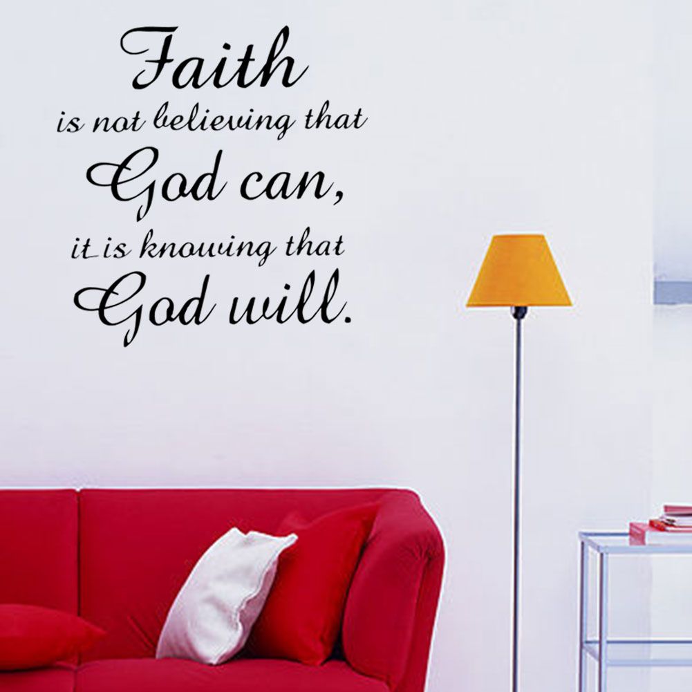 Black PVC Wall Sticker Faith God Quote Vinyl Art Decal Home Study Room Decoration Removable