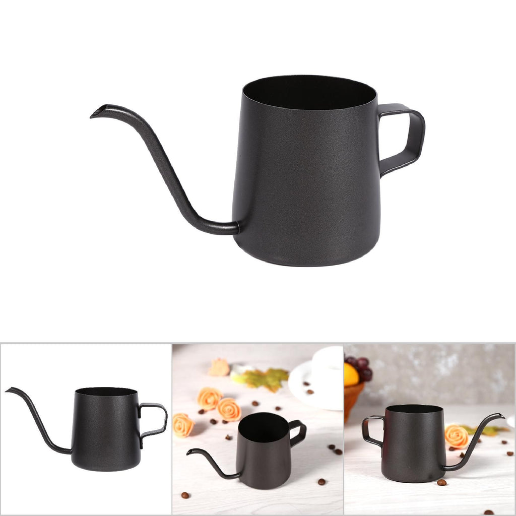 Black Stainless Steel Pour Coffee Drip Pot Kettle With Long Over Gooseneck Spout (250ml)