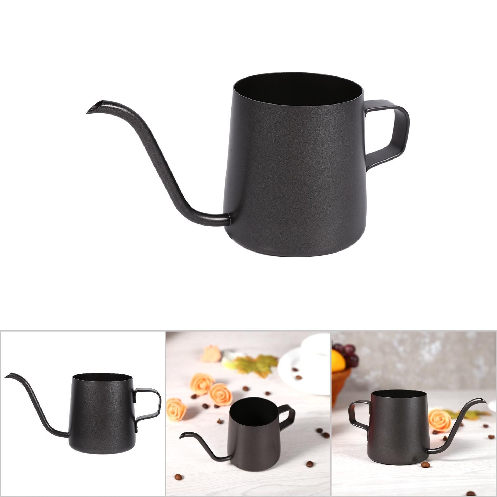 Black Stainless Steel Pour Coffee Drip Pot Kettle With Long Over Gooseneck Spout (250ml)