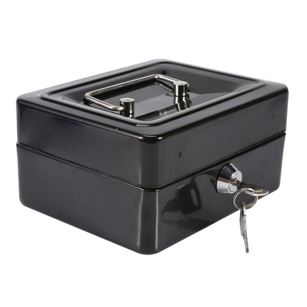 1Pc Mini Portable Iron Petty Lockable Cash Money Coin Safe Security Box Household (Black)