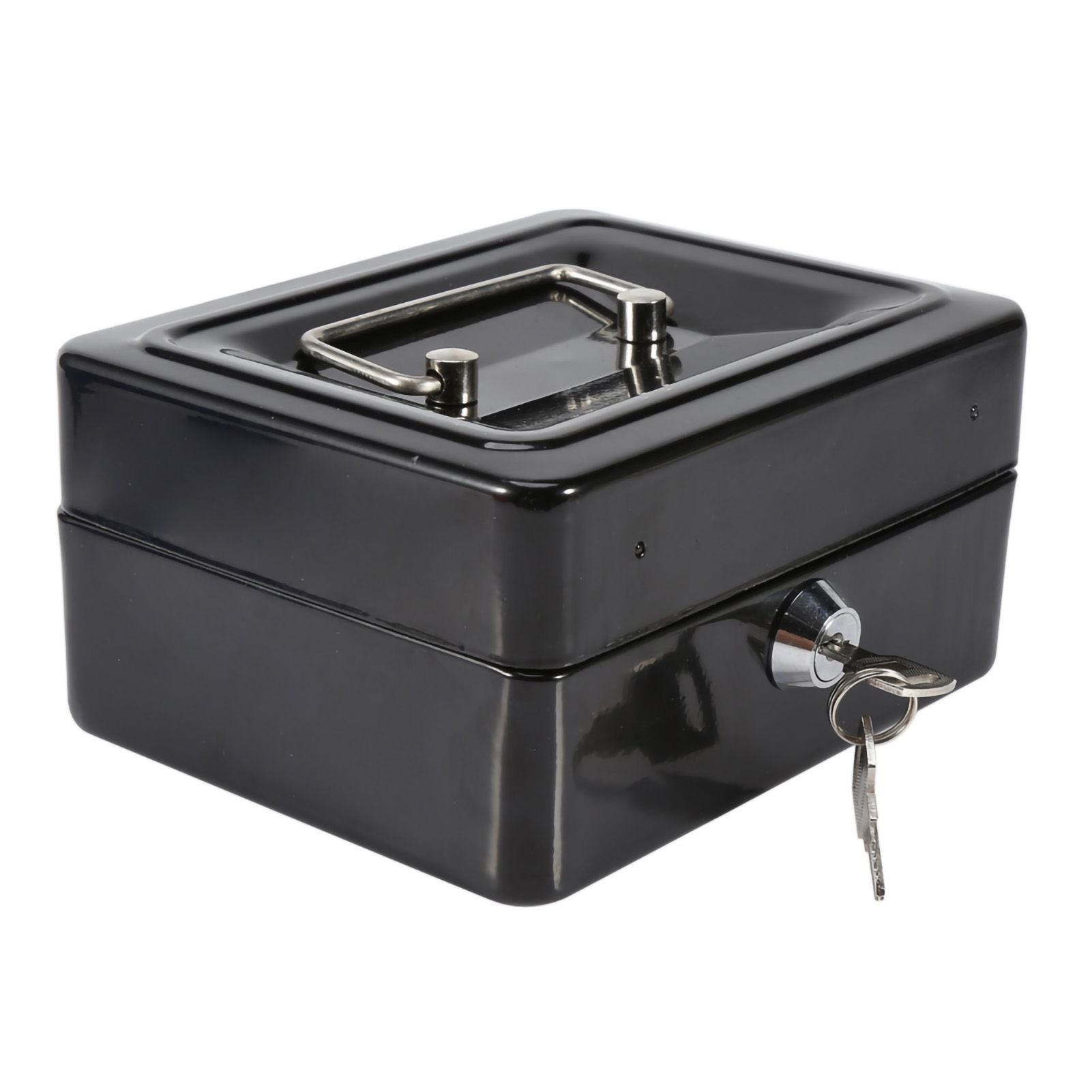 1Pc Mini Portable Iron Petty Lockable Cash Money Coin Safe Security Box Household (Black)