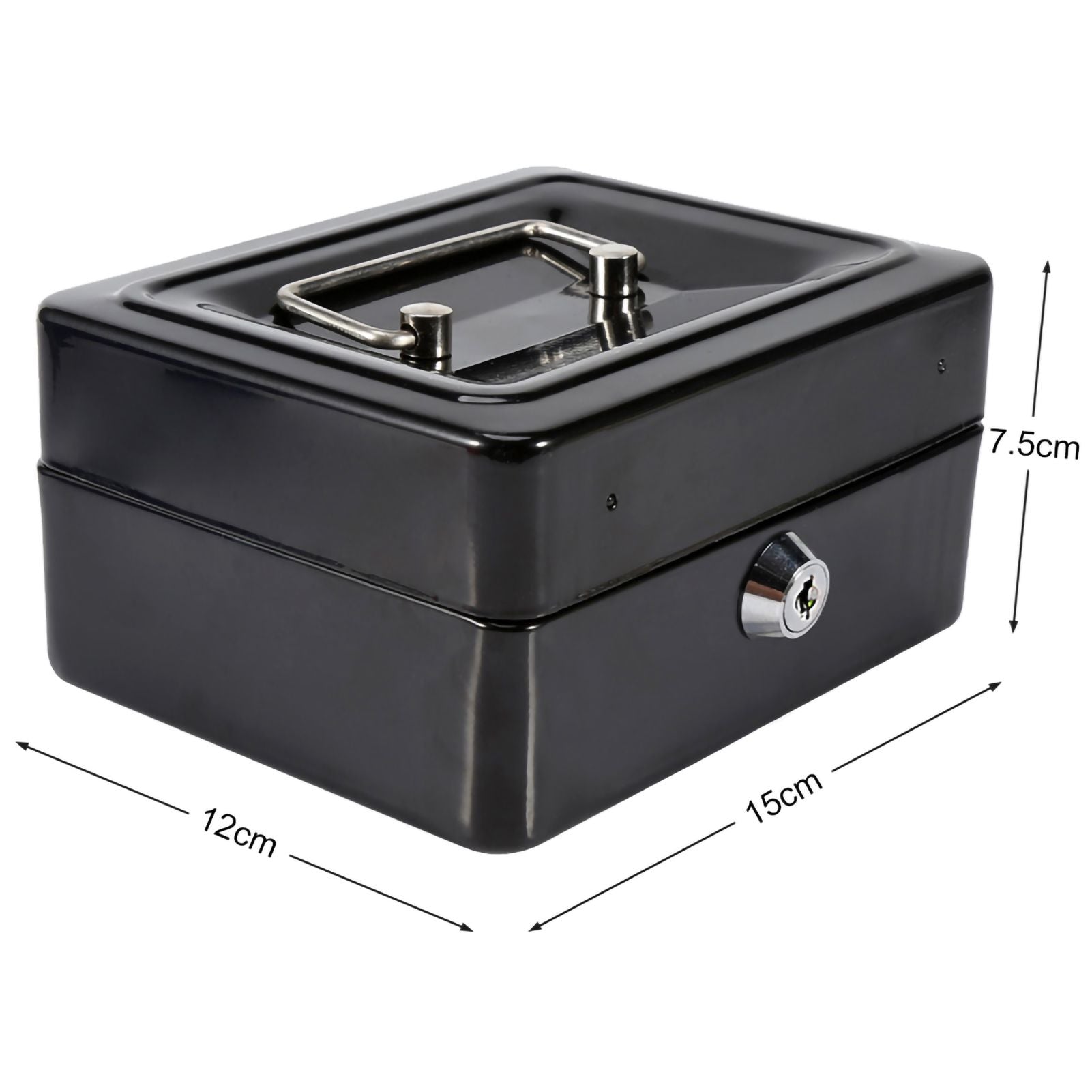 1Pc Mini Portable Iron Petty Lockable Cash Money Coin Safe Security Box Household (Black)