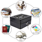 1Pc Mini Portable Iron Petty Lockable Cash Money Coin Safe Security Box Household (Black)