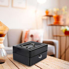 1Pc Mini Portable Iron Petty Lockable Cash Money Coin Safe Security Box Household (Black)