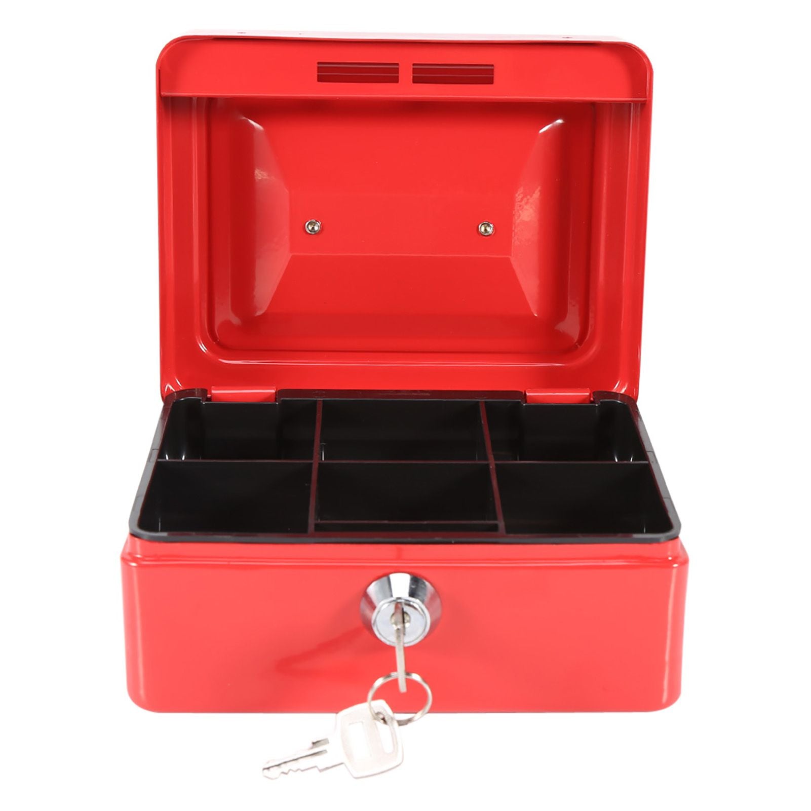 1Pc Mini Portable Iron Petty Lockable Cash Money Coin Safe Security Box Household (Red)