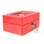 1Pc Mini Portable Iron Petty Lockable Cash Money Coin Safe Security Box Household (Red)