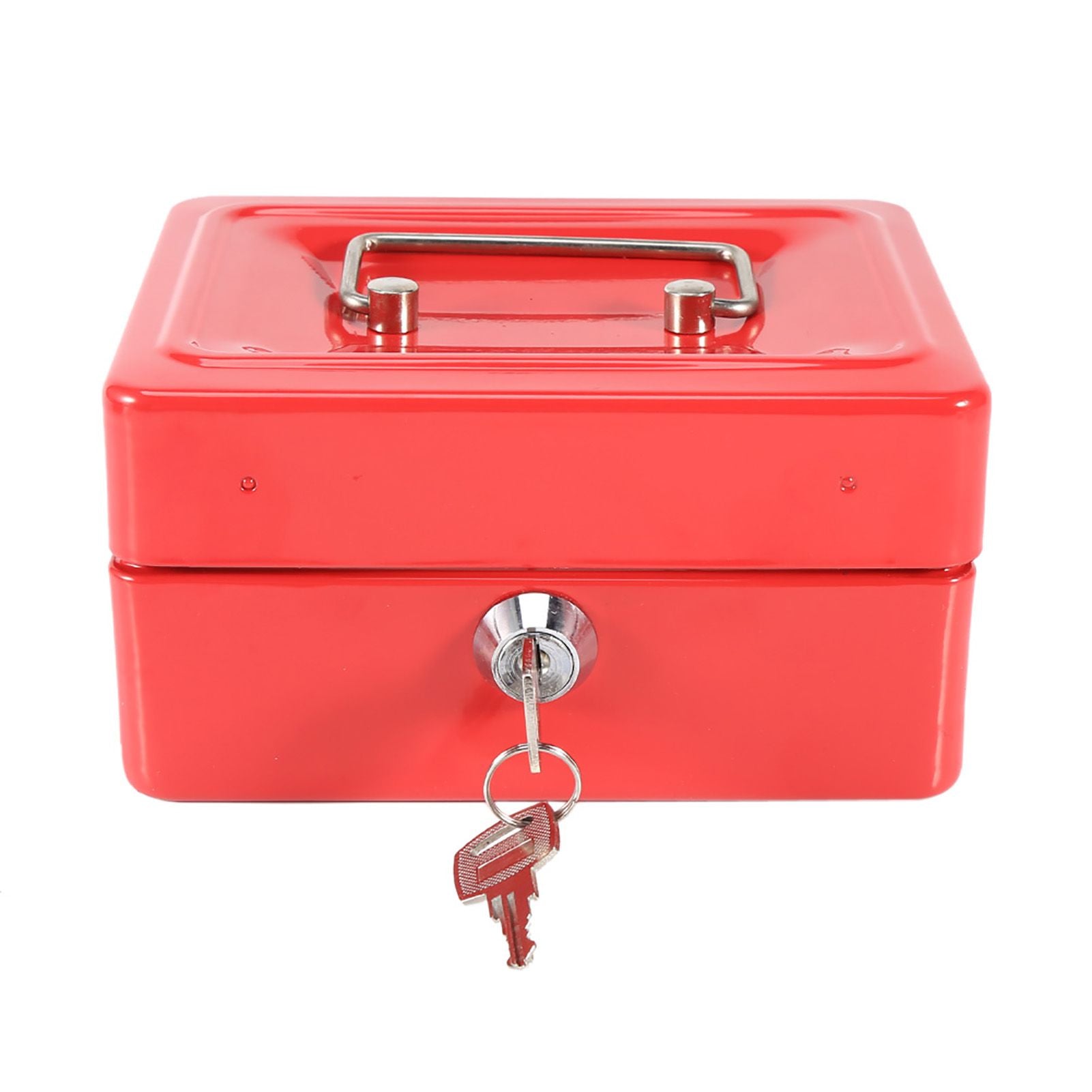 1Pc Mini Portable Iron Petty Lockable Cash Money Coin Safe Security Box Household (Red)