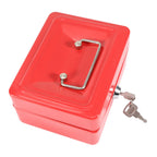 1Pc Mini Portable Iron Petty Lockable Cash Money Coin Safe Security Box Household (Red)