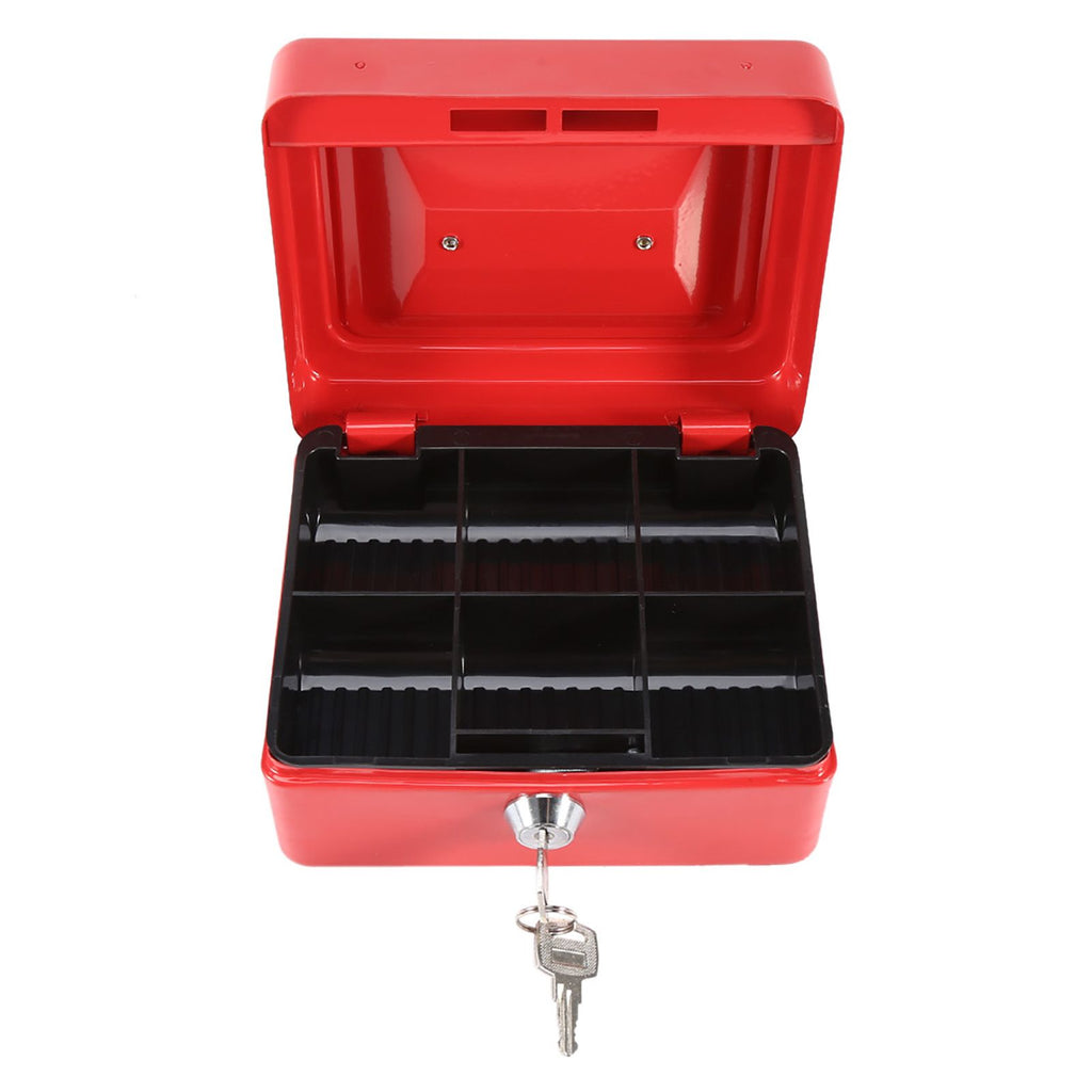 1Pc Mini Portable Iron Petty Lockable Cash Money Coin Safe Security Box Household (Red)