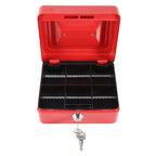 1Pc Mini Portable Iron Petty Lockable Cash Money Coin Safe Security Box Household (Red)