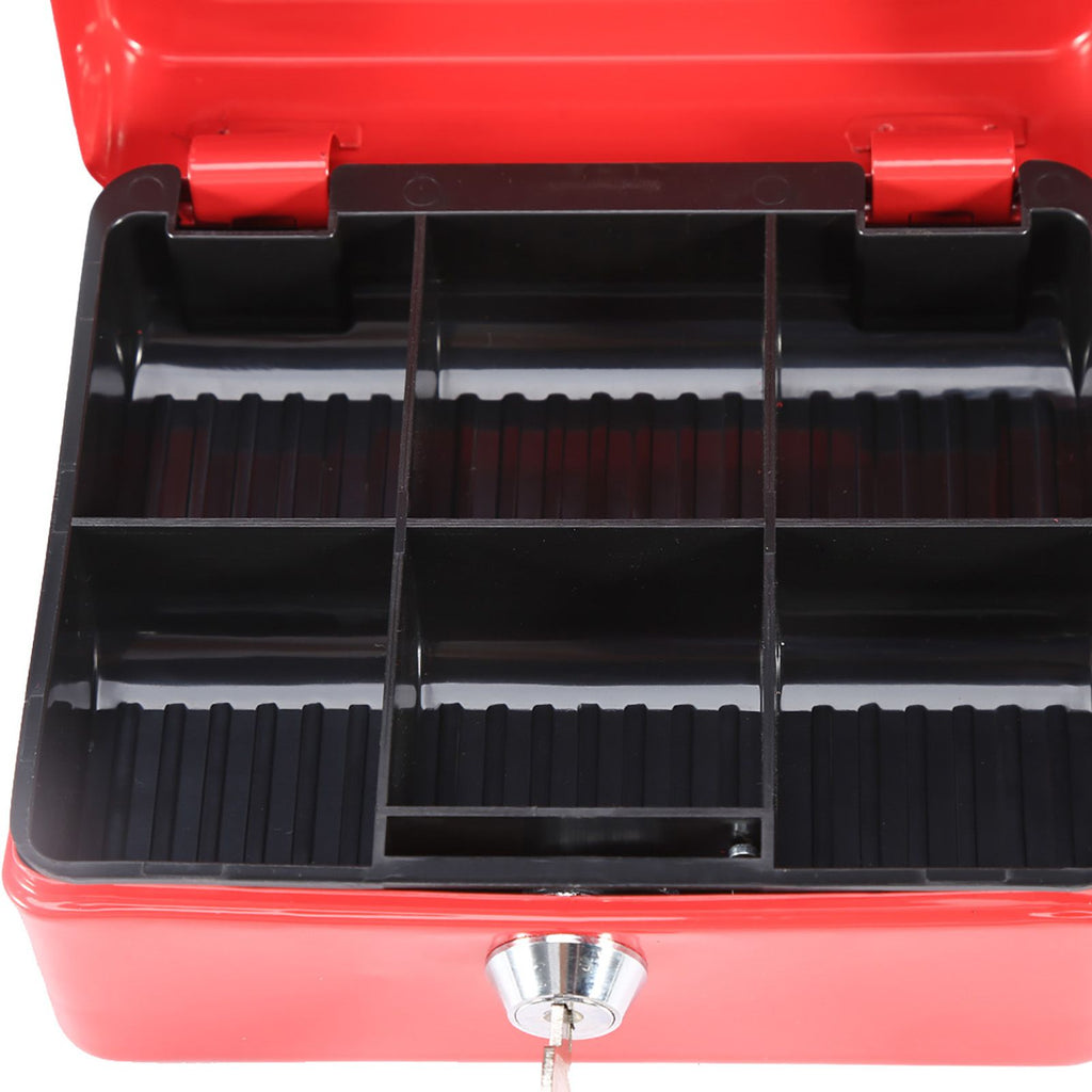 1Pc Mini Portable Iron Petty Lockable Cash Money Coin Safe Security Box Household (Red)