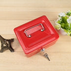 1Pc Mini Portable Iron Petty Lockable Cash Money Coin Safe Security Box Household (Red)
