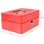 1Pc Mini Portable Iron Petty Lockable Cash Money Coin Safe Security Box Household (Red)