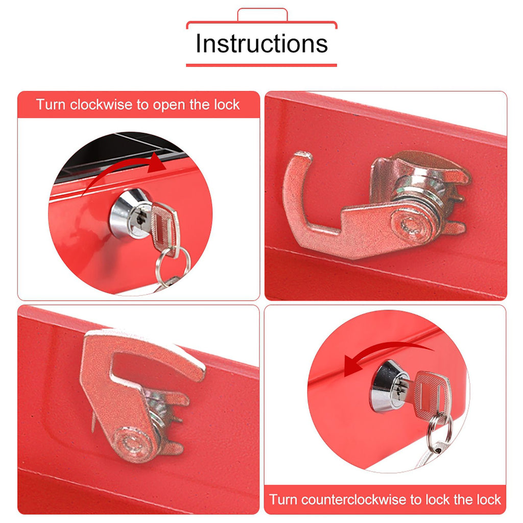 1Pc Mini Portable Iron Petty Lockable Cash Money Coin Safe Security Box Household (Red)