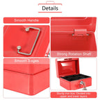 1Pc Mini Portable Iron Petty Lockable Cash Money Coin Safe Security Box Household (Red)