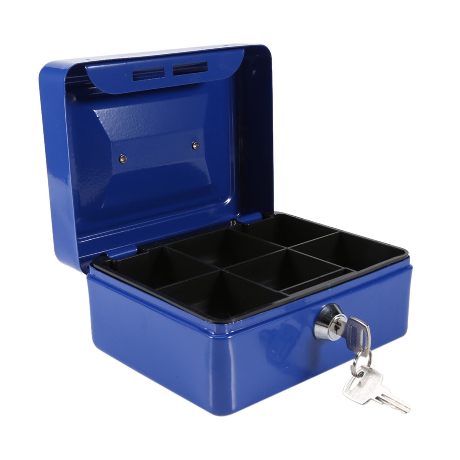 1Pc Mini Portable Iron Petty Lockable Cash Money Coin Safe Security Box Household (Blue)