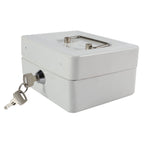 1Pc Mini Portable Iron Petty Lockable Cash Money Coin Safe Security Box Household (White)