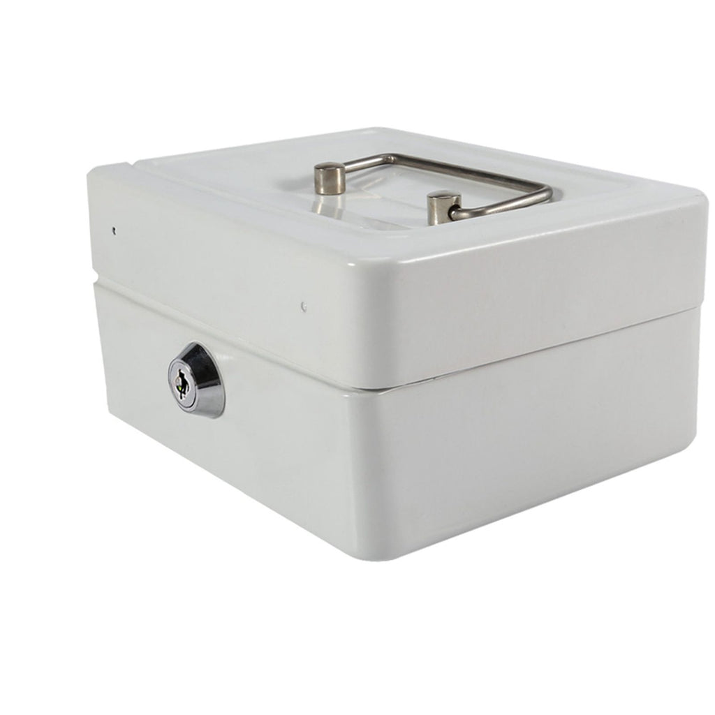 1Pc Mini Portable Iron Petty Lockable Cash Money Coin Safe Security Box Household (White)