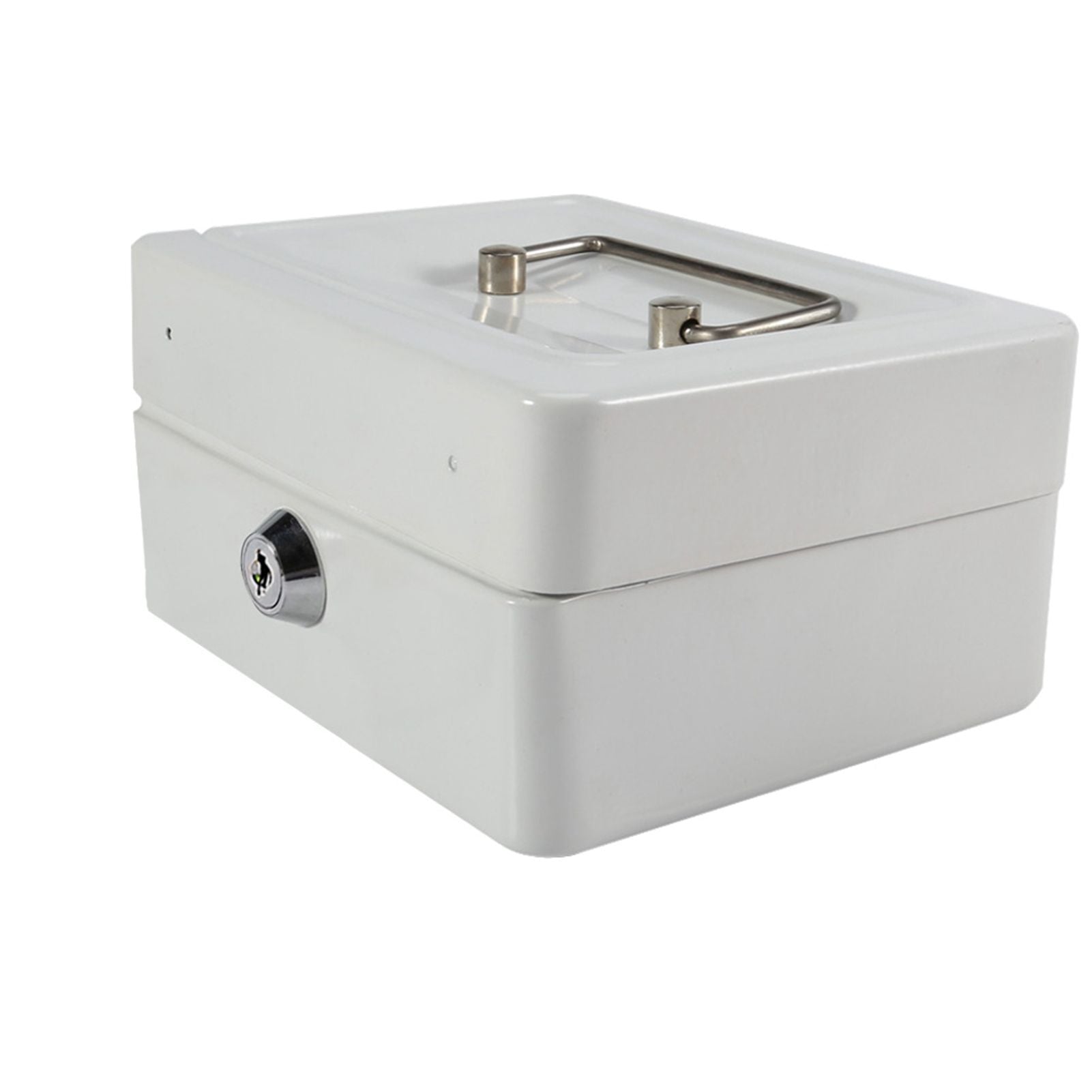 1Pc Mini Portable Iron Petty Lockable Cash Money Coin Safe Security Box Household (White)