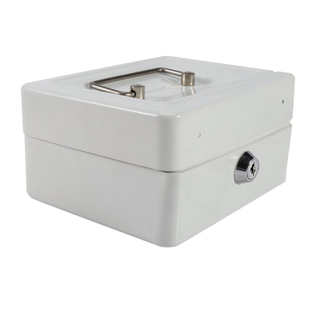 1Pc Mini Portable Iron Petty Lockable Cash Money Coin Safe Security Box Household (White)