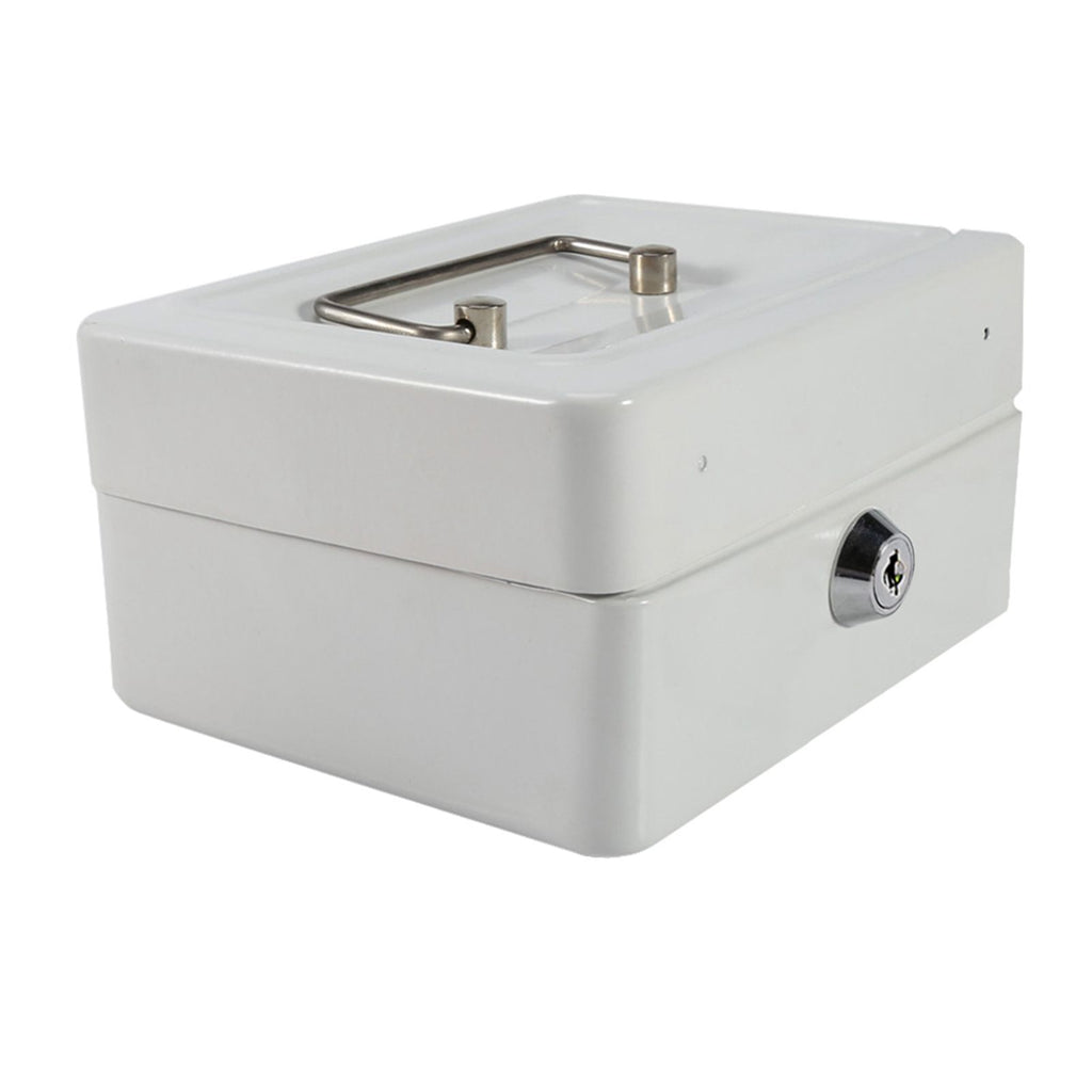 1Pc Mini Portable Iron Petty Lockable Cash Money Coin Safe Security Box Household (White)