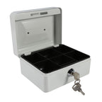 1Pc Mini Portable Iron Petty Lockable Cash Money Coin Safe Security Box Household (White)