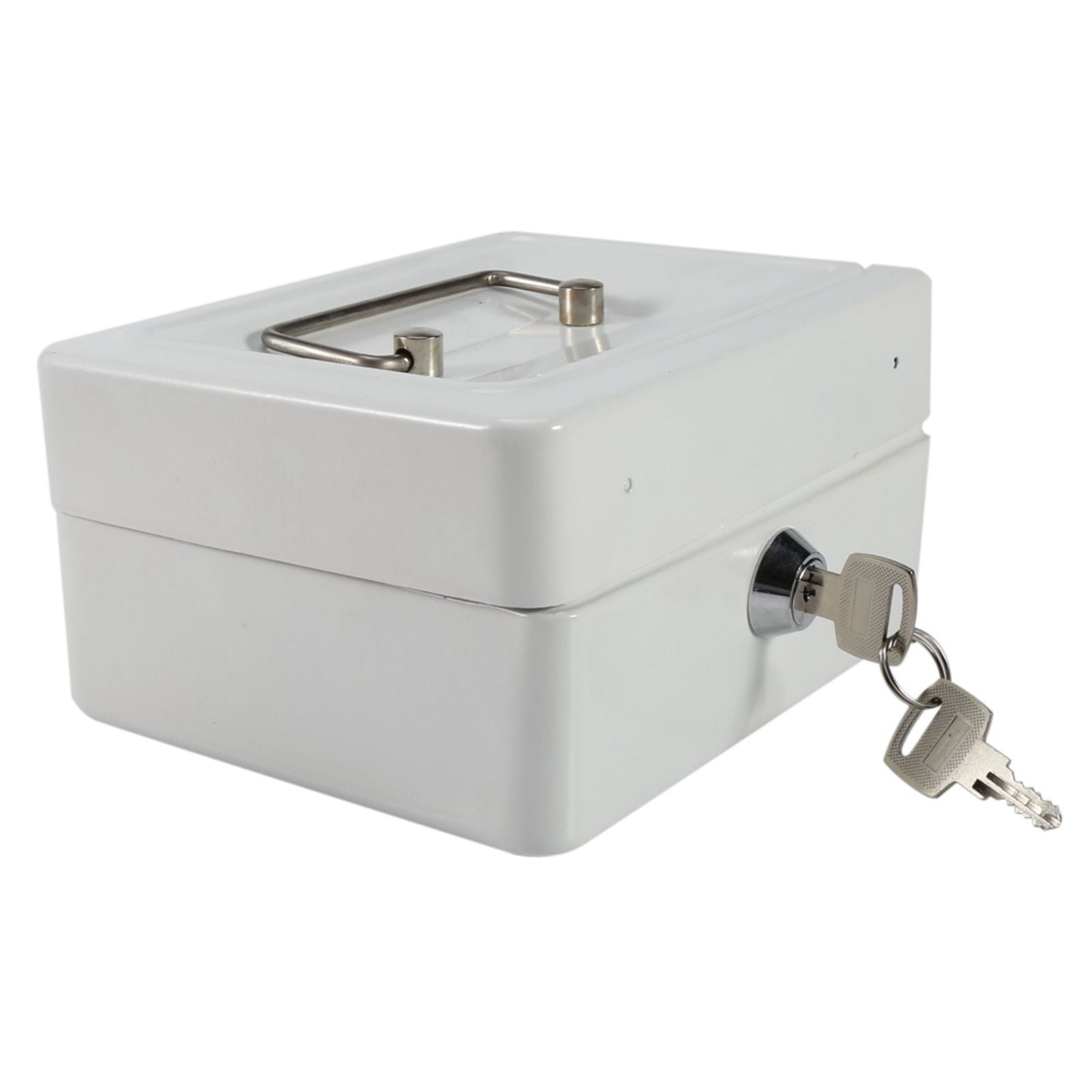 1Pc Mini Portable Iron Petty Lockable Cash Money Coin Safe Security Box Household (White)