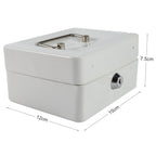 1Pc Mini Portable Iron Petty Lockable Cash Money Coin Safe Security Box Household (White)