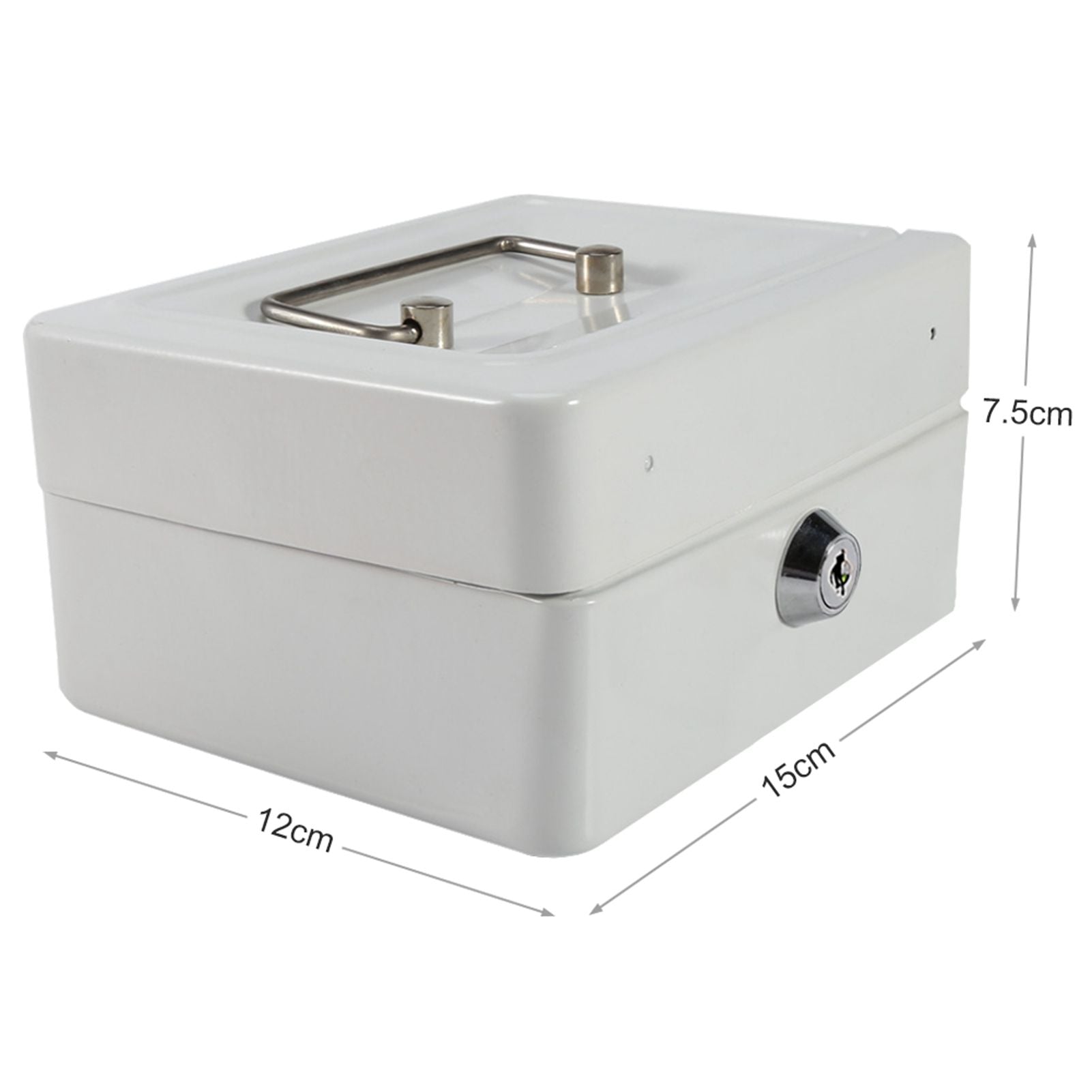 1Pc Mini Portable Iron Petty Lockable Cash Money Coin Safe Security Box Household (White)