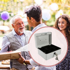 1Pc Mini Portable Iron Petty Lockable Cash Money Coin Safe Security Box Household (White)