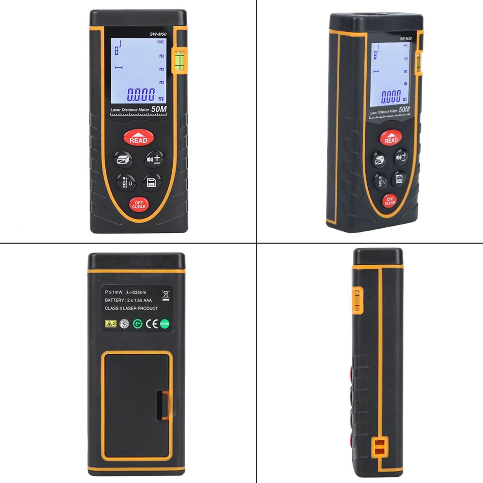 SNDWAY Handheld Digital Laser Distance Meter Self Calibration Length/Volume Measure Tool 40m