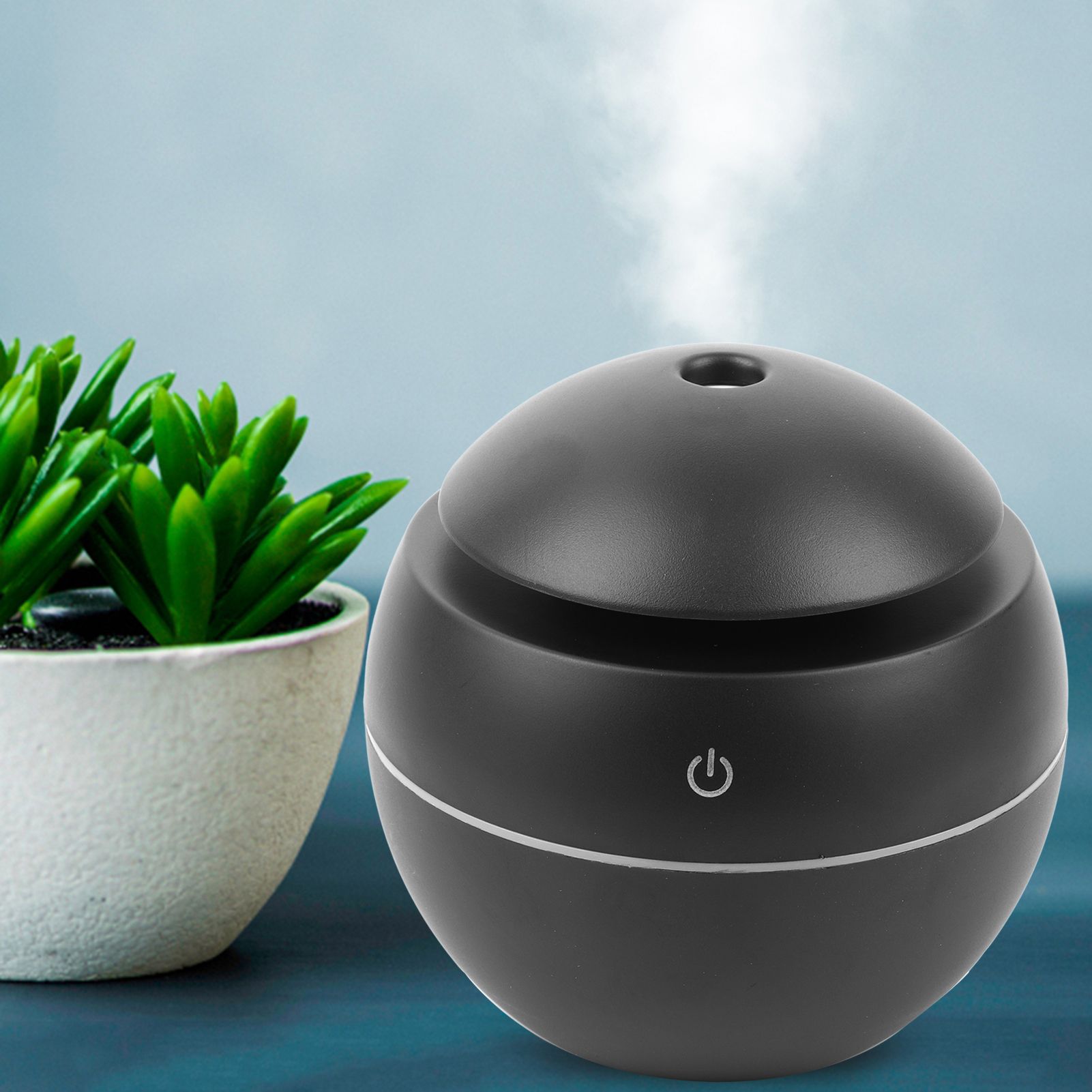 USB Essential LED Touch Aroma Ultrasonic Humidifier Oil Diffuser Air Purifier Black