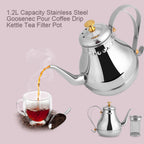 1.2L Stainless Steel Gooseneck Pour Coffee Drip Kettle Tea Filter Pot Indoor