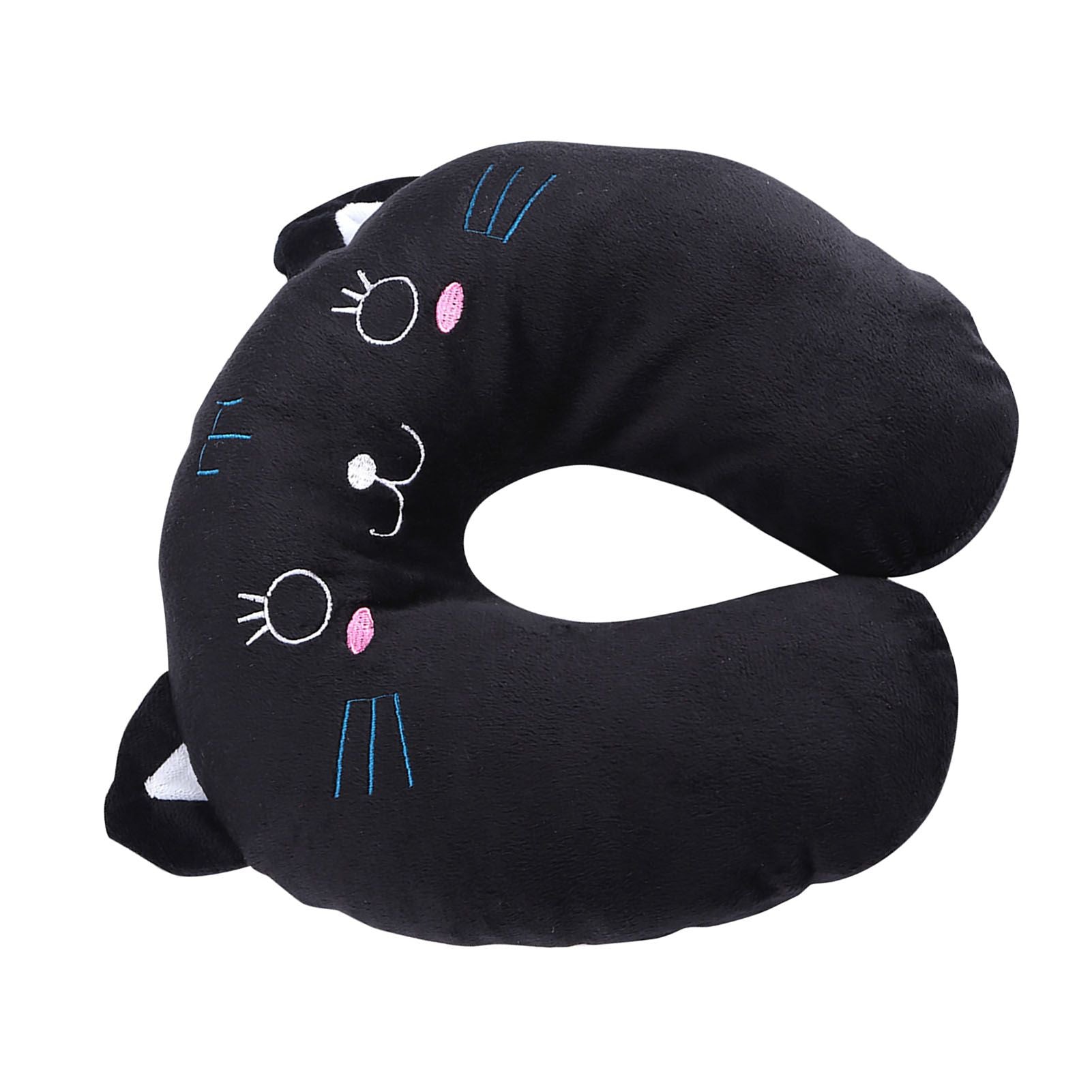 Animal Travel Neck PP Cotton Pillow Soft U Shaped Car Head Rest Toy Cushion Black Cat