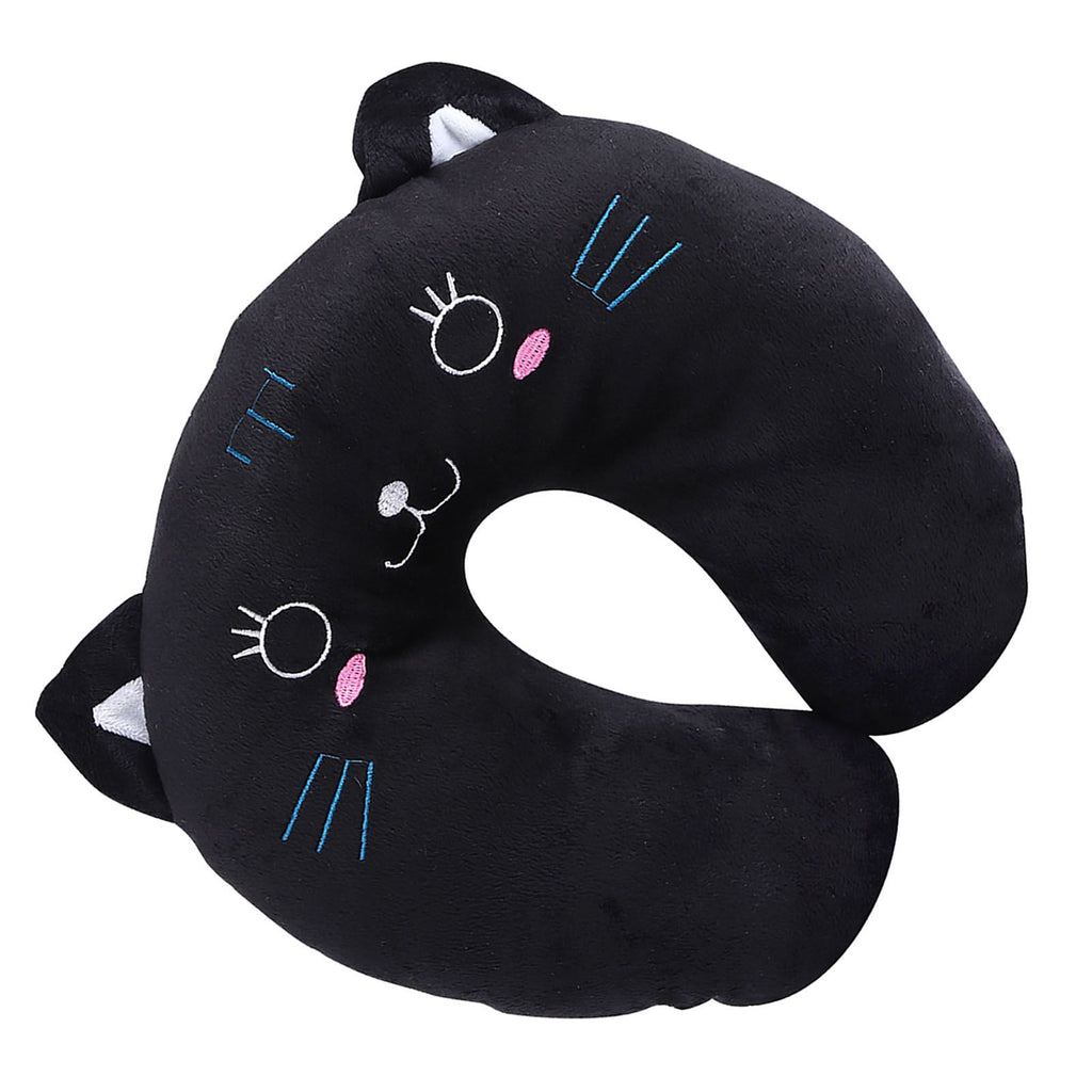 Animal Travel Neck PP Cotton Pillow Soft U Shaped Car Head Rest Toy Cushion Black Cat