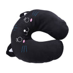 Animal Travel Neck PP Cotton Pillow Soft U Shaped Car Head Rest Toy Cushion Black Cat