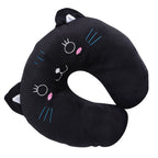 Animal Travel Neck PP Cotton Pillow Soft U Shaped Car Head Rest Toy Cushion Black Cat