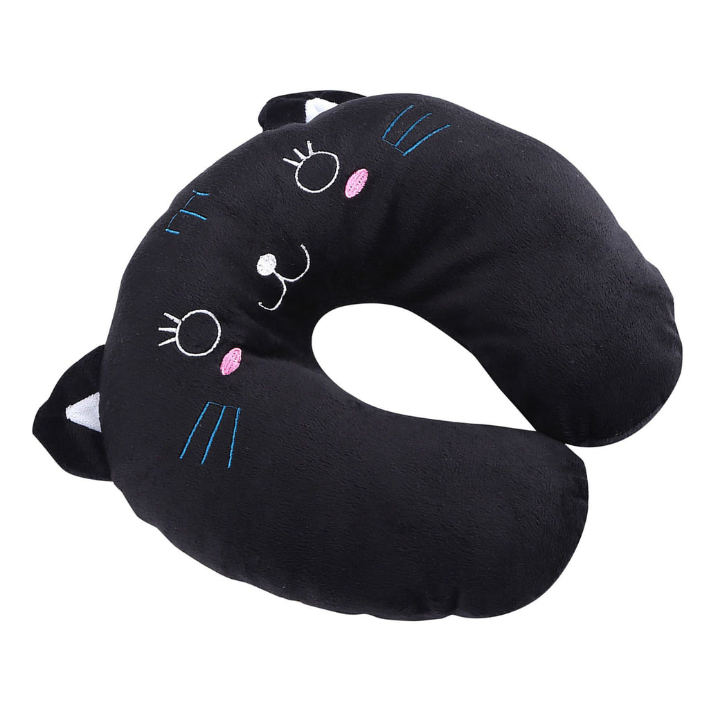 Animal Travel Neck PP Cotton Pillow Soft U Shaped Car Head Rest Toy Cushion Black Cat