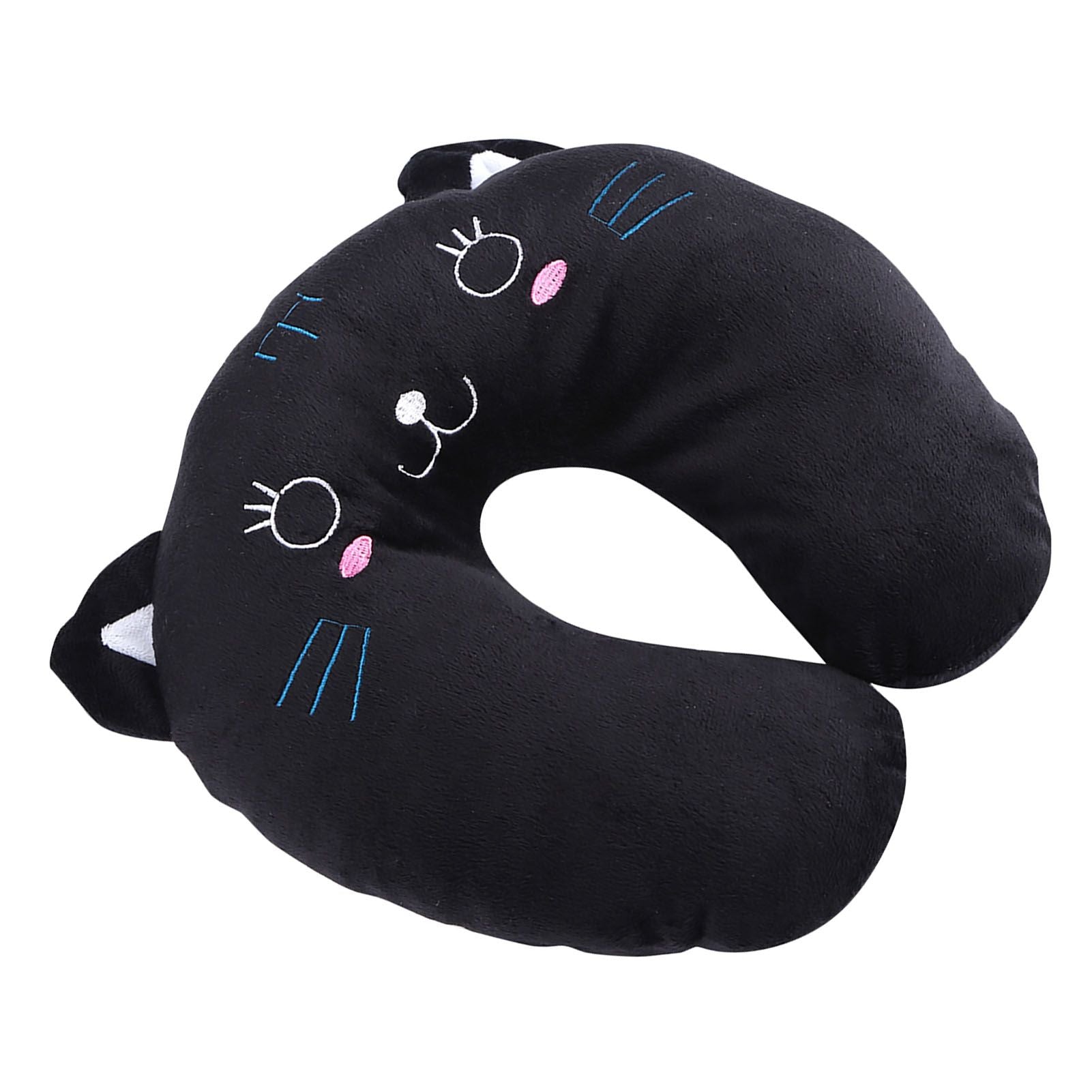 Animal Travel Neck PP Cotton Pillow Soft U Shaped Car Head Rest Toy Cushion Black Cat